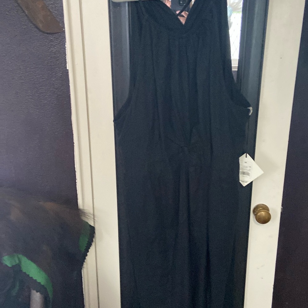 Ava & Viv Size 3X Dress Black High Neck Sleeveless Keyhole Back with Tie Slit